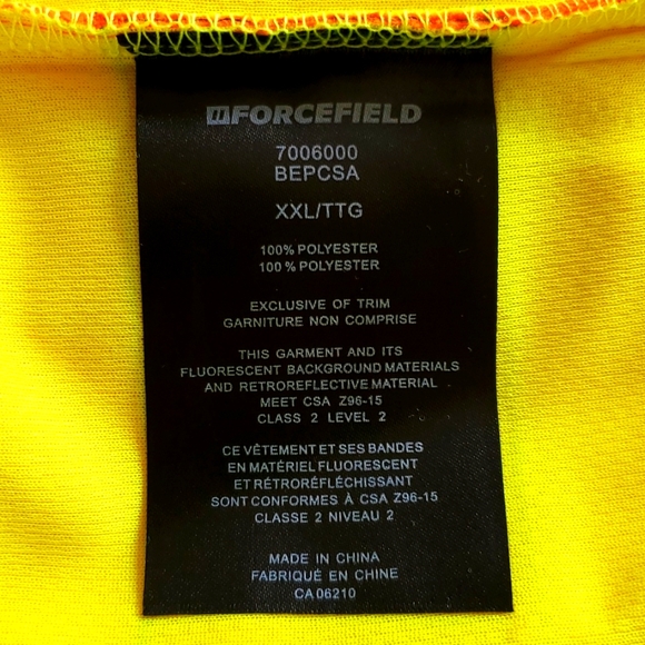 Forcefield Yellow 3M Reflective T-shirt NWOT - Picture 10 of 10